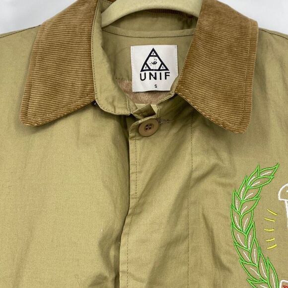UNIF World Greatest Screw Up Collared Convertible Graphic Trench Coat Parka Y2K - Picture 3 of 16
